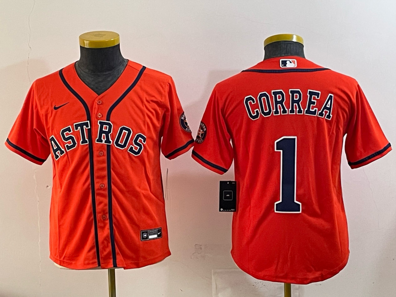 Women Houston Astros #1 Correa orange 2025 Nike MLB Jersey 0010